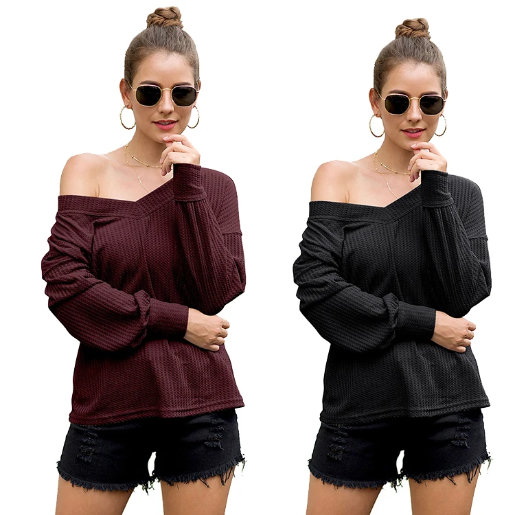 2019 Spring Women'S Beautiful V-Neck Long Sleeve Sexy Blouses And Tops Ladies T Shirt Woman
