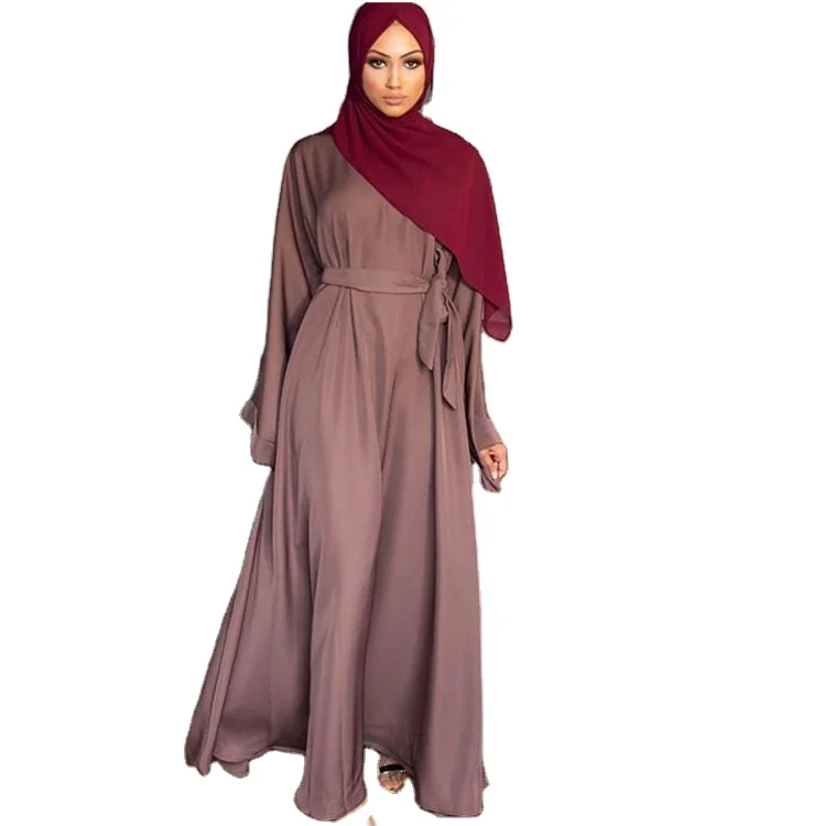 

2021 Hot Sell Women Abaya Long Sleeve Maxi Muslim Dresses Middle East Dubai Plus Size Prayer Robe Muslim Dress, Photo shown