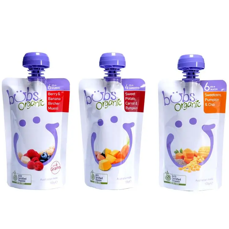 Baby Food Pouches Squeeze Supplies Bag Double Zippers Reusable Food Feeding Packaging Stand Up