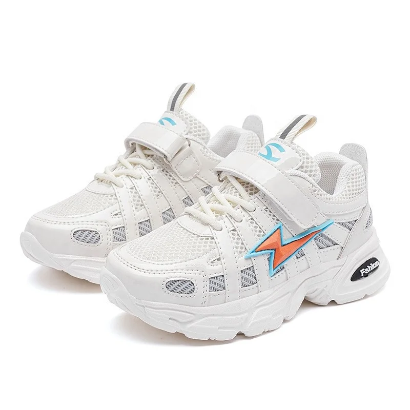 

2021 spring new European and American daddy shoes children lightning graffiti tide shoes mesh breathable sports shoes wholesale, Black,pink,blue