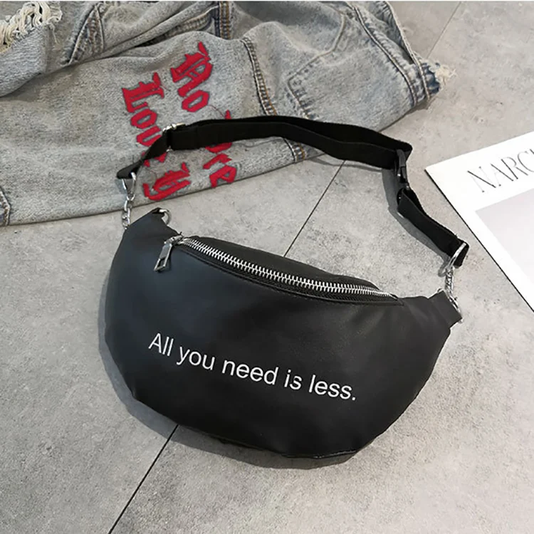 

Black fashion stylish waterproof women girls PU sport running belt fanny pack waist bag