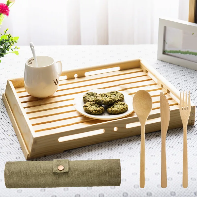 
Eco Friendly Outdoor Portable Zero waste Bamboo Utensils travel Cutlery Set Spoon Fork Chopstick 