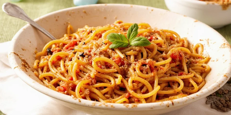 Colorful bowl of perfectly seasoned spaghetti