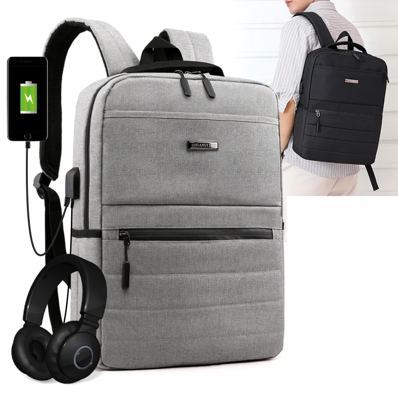 

Wholesale new style men business usb laptop backpack, Black grey blue purple