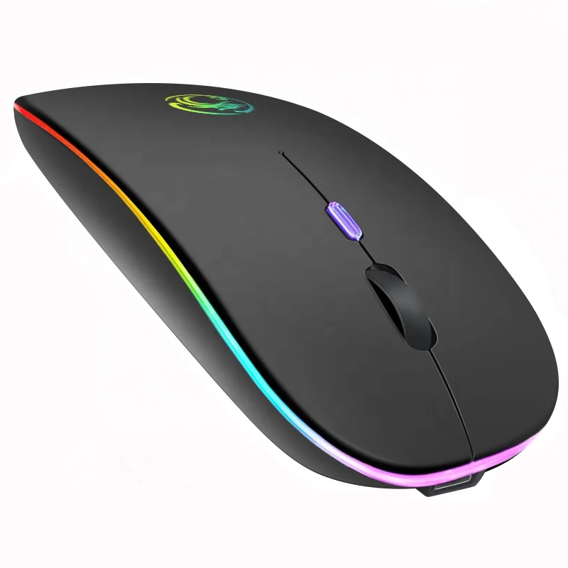 

2.4G Wireless Mouse, Bluetooths RGB Backlight Game Mouse - Portable Computer Mouse for PC, Tablet, Laptop and Windows System, Black/white/silver