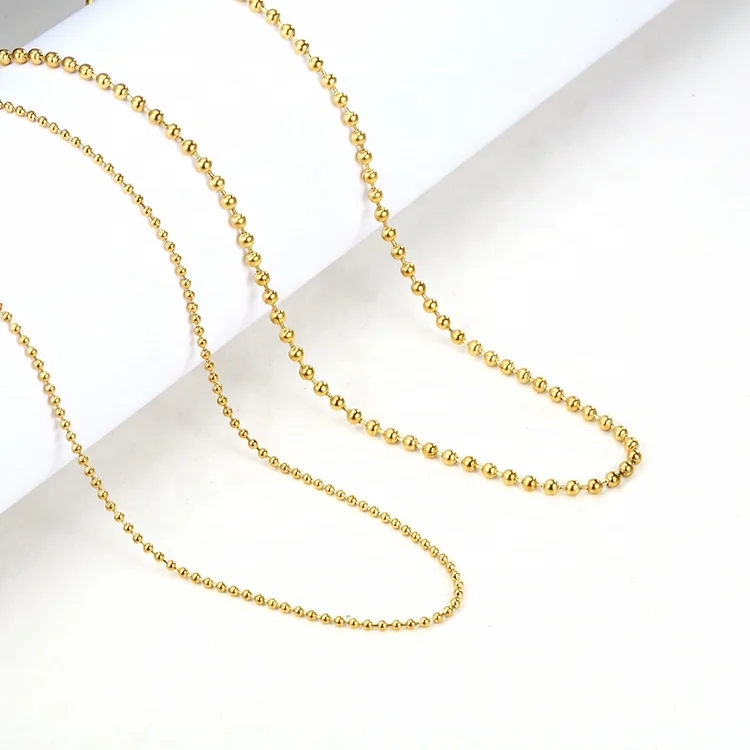 

Minimalist Jewelry Gold Plated Stainless Steel Ball Beads Chain Link Necklace Women