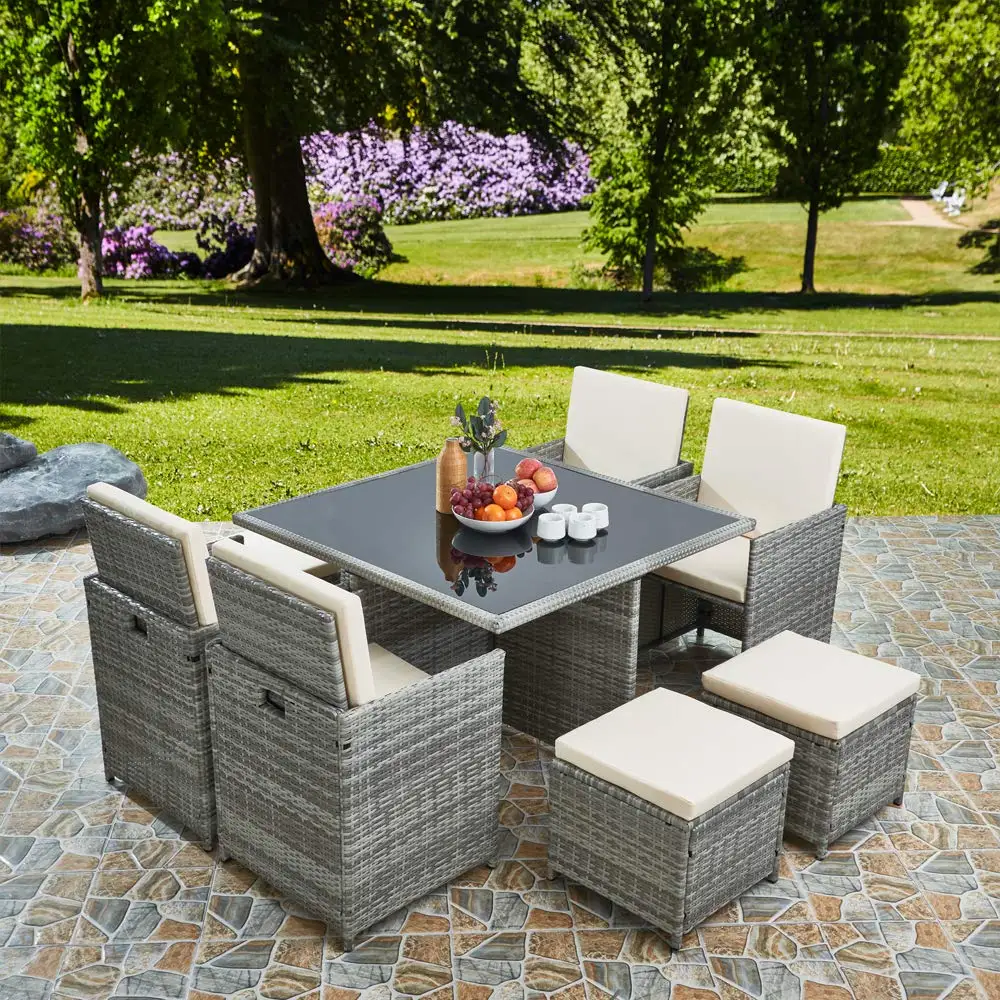 rattan cube 8 seater dining set