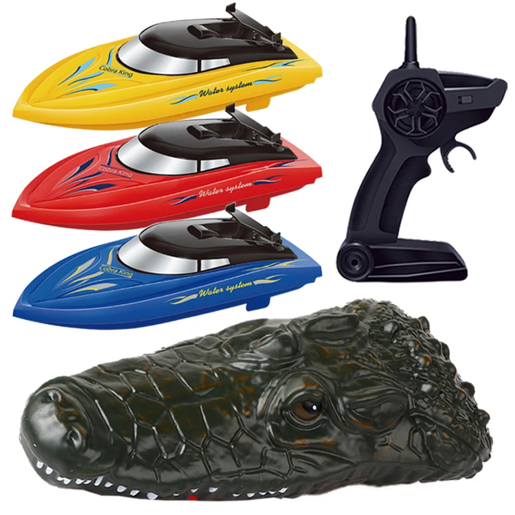 

RH702 2.4GHz 10KM/H RC Bait Boat simulation water floating Prank toys Crocodile Head 2 in 1 Remote Control Water Toy Boats