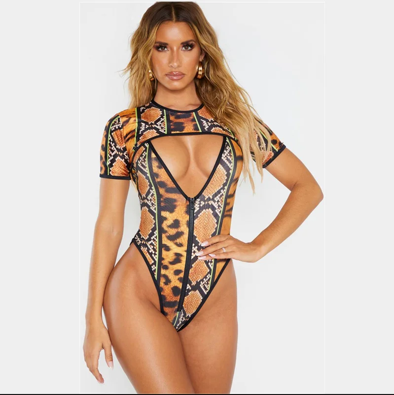 

Hot Sale Plus Size Print Short Sleeve Bikini Two Piece Woman One Piece Triangle Swimsuit, As picture