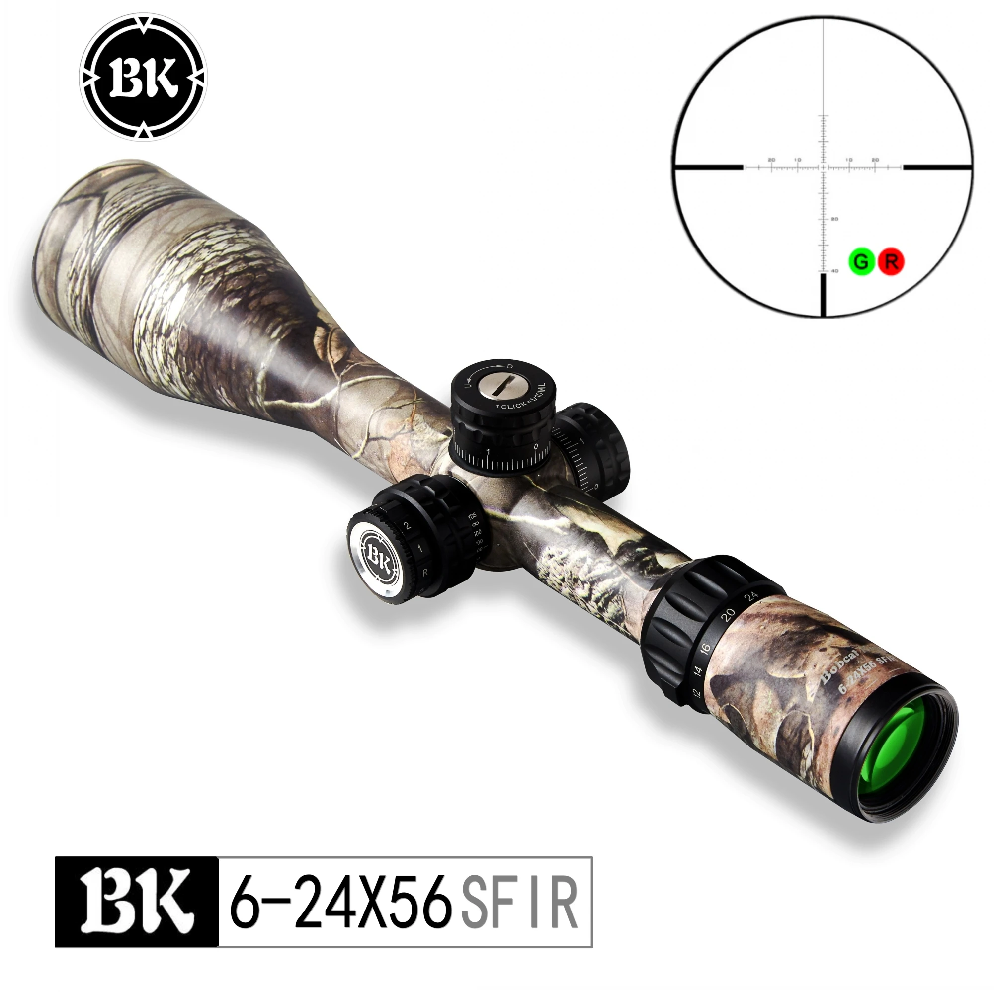 

Bobcat King 6-24X56 SFIR Riflescopes Airsoft Hunting Rifle Scope Traffic Light Illumination Sniper Tactical Optical Sight, Camouflage color