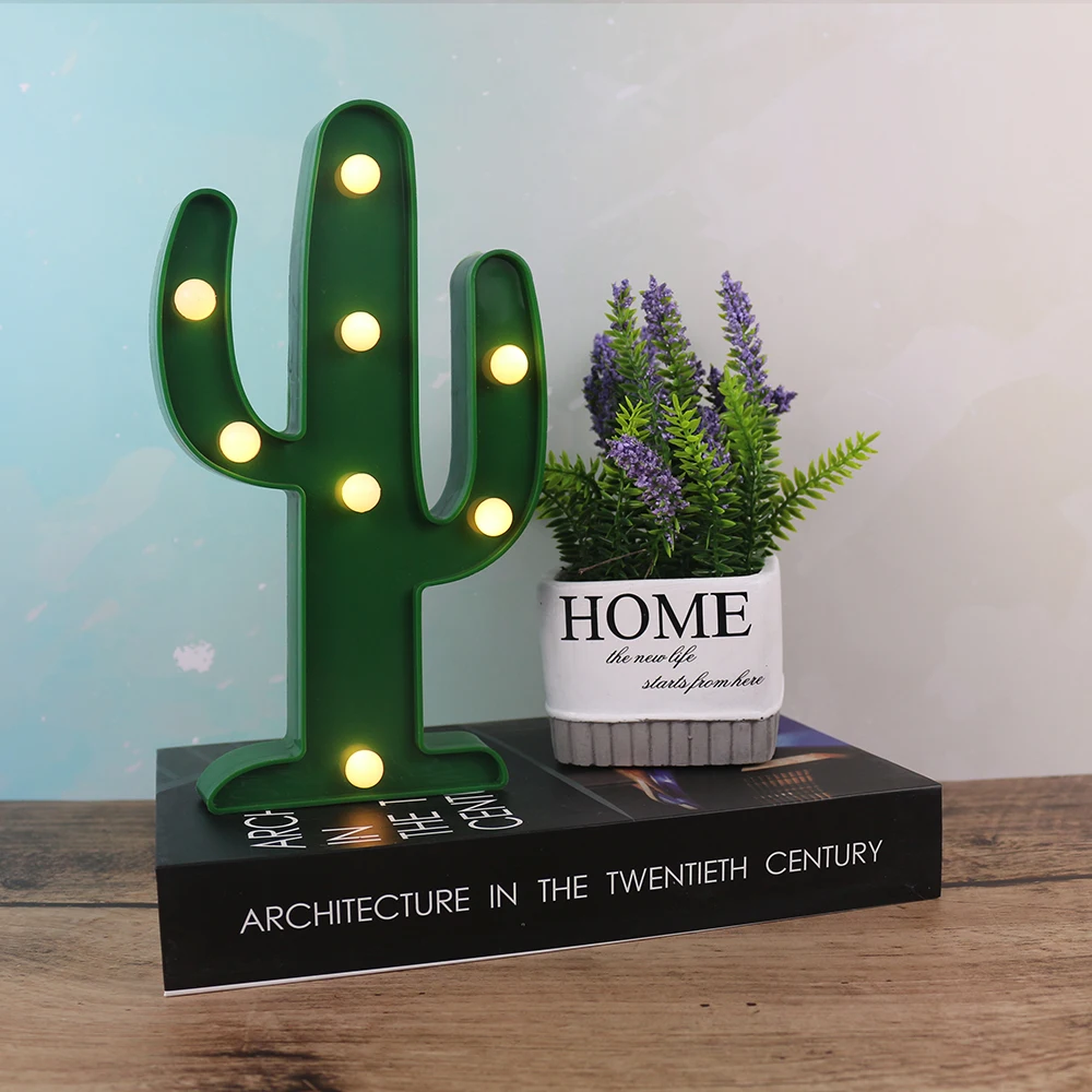 Newest 2XAA Battery Operated 3D Creative Cute Green Cactus Led Night Light For Birthday Party