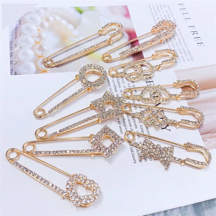 

ins rhinestone brooch women's anti-exposure buckle clothes cardigan pin Korean all-match corsage clothing accessories