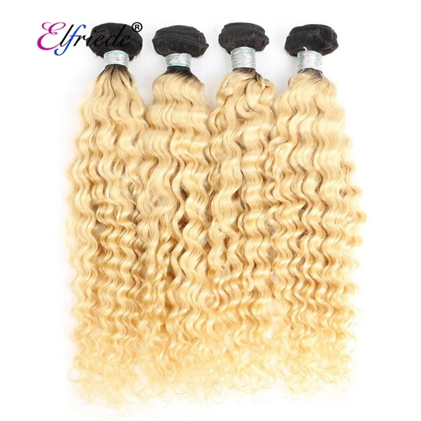 

#1B/613 Deep Wave Hair Weaving Blonde 10A Brazilian Remy Human Hair Bundle Deals Hair Weaves 3 Bundles/Pack XTHW-39