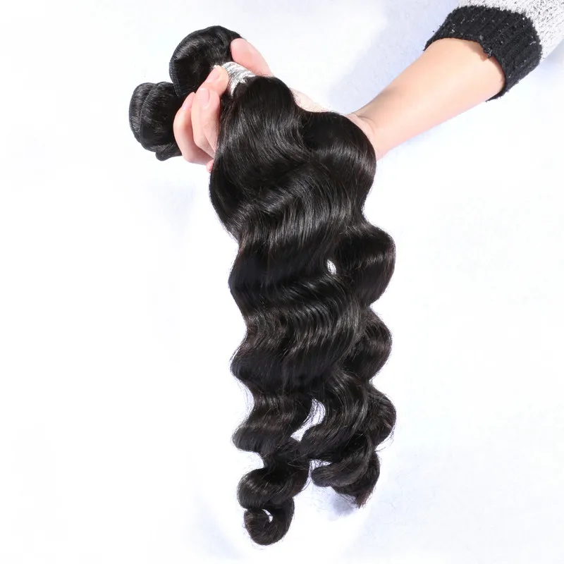 

10A grade Wholesale Loose Deep Wave Bundles With Lace Frontal Closure, Remy Brazilian cuticle Human Hair 3 Bundles With Closure