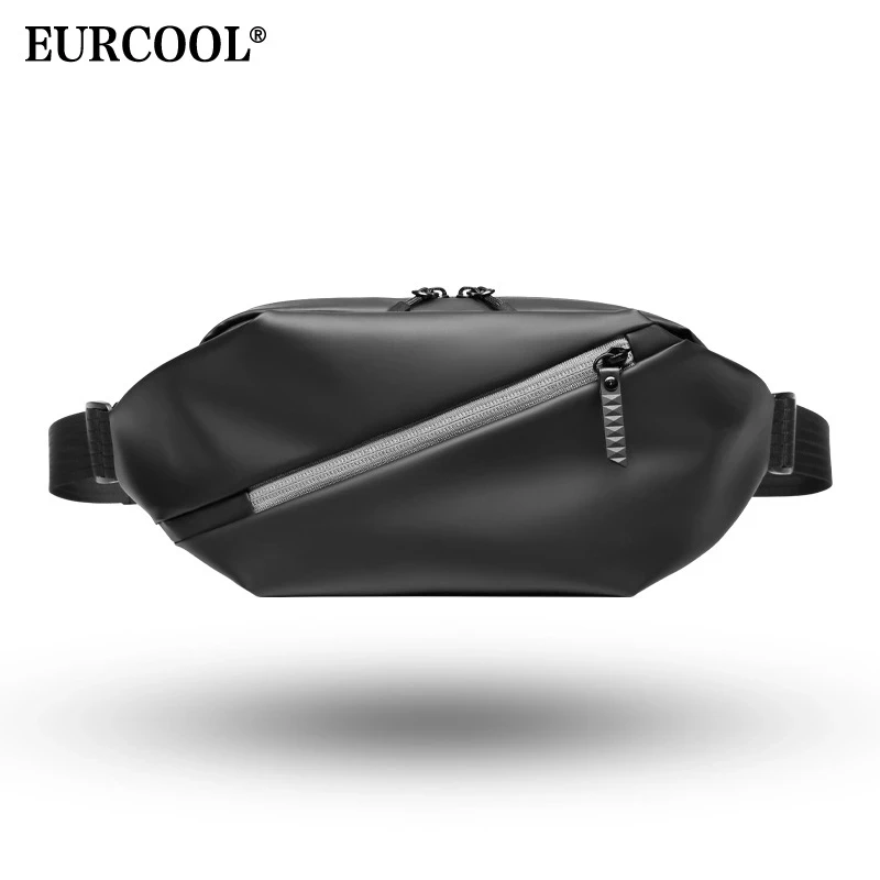 

2021 Fashion Leather Chest Pack Sling Shoulder Phone Pocket Bag Fanny Pack Cheap Messenger Men Chest Waist Bag, Black