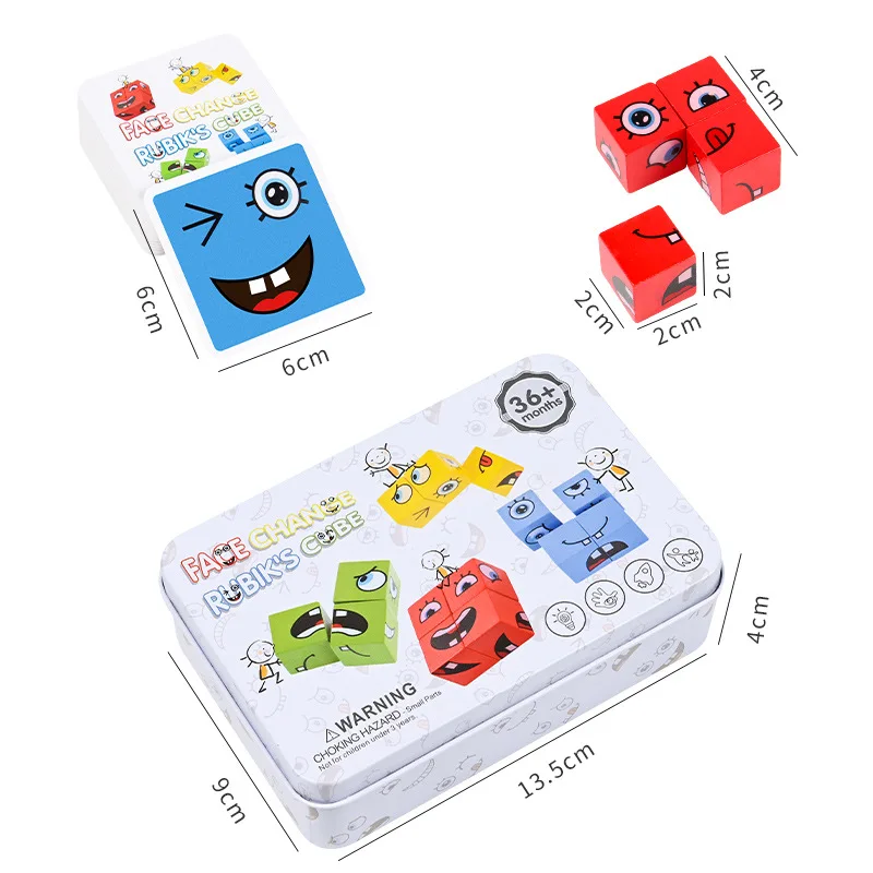 

Face Change Cube Game Puzzle Face-Changing Toys Wooden Magic Building Blocks Building Cubes Toy For Kids