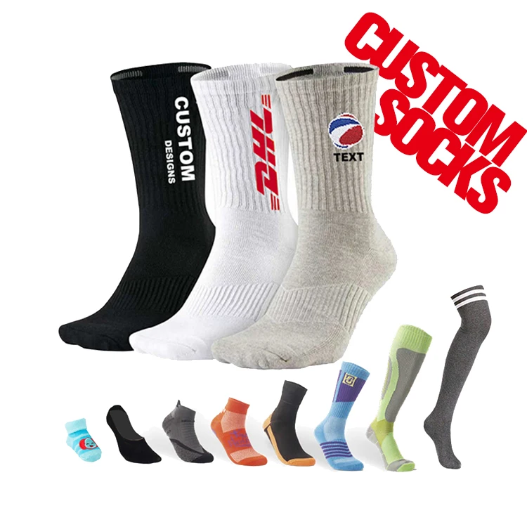 

RAYLON Custom Design Logo White Black Crew Sports Socks Men Basketball Socks Elite