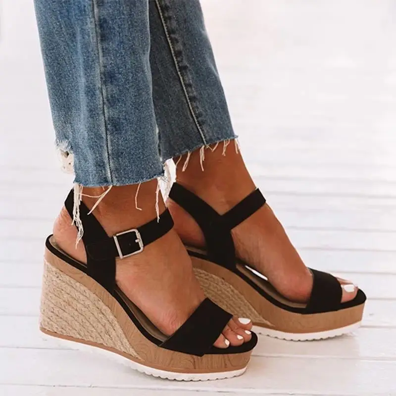 

New Peep Toe Wedge Platform Rope Sandals for Lady