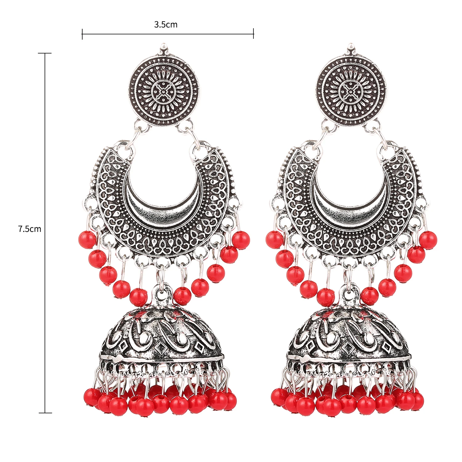 

2022 Factory Dorp Shipping Vintage Silver Plated Bell Earrings Yiwu Tassel Pendant Indian Jhumka Earrings Jewelry Set Wholesale