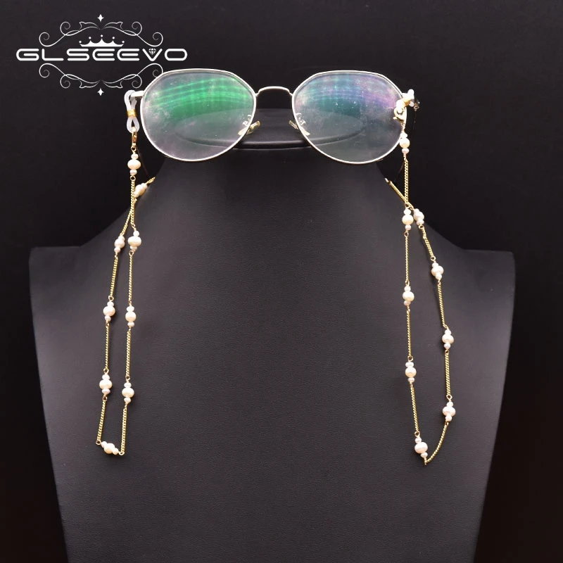 

New Korean Pearls Glass Bead Necklace Chain Strap Hang On Neck For Women Gold Plate Glasses Strap Not Glasses