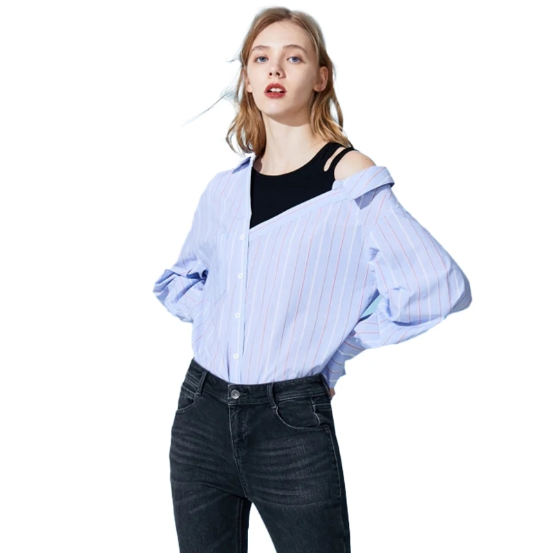 

2021 Lady Fashion Casual Turn Down Collar Long Sleeve Women Shirts&Blouses