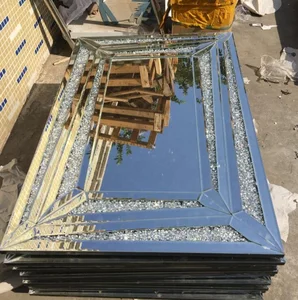 Image of Modern fashion design crushed diamonds wall mirror