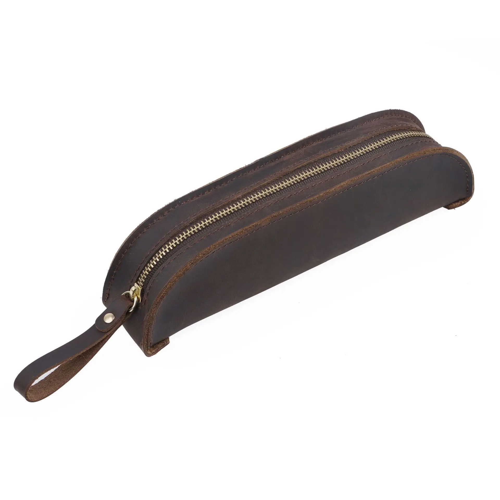 Customizable 2-Pocket Pencil Pouch Lightweight Genuine Leather Pen Storage Drawers Functional Escolares Cartucheras