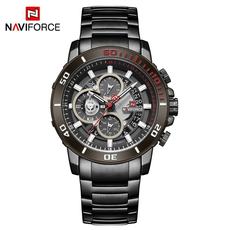 

NAVIFORCE NF9174 High Quality Stainless Steel Wristwatches Chronograph Luminous Quartz Men Watch