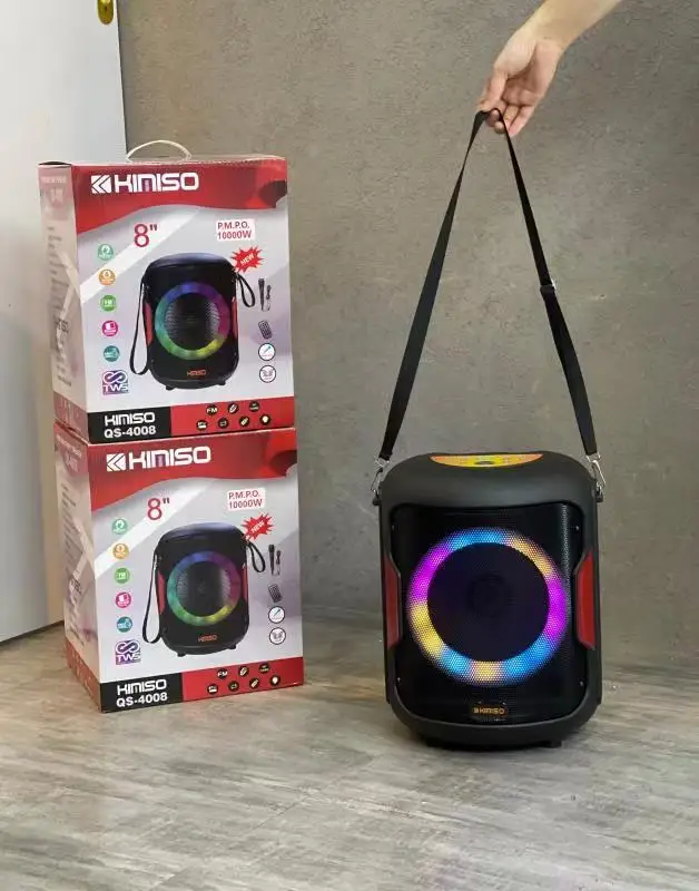 

QS-4008 New Arrival Speaker KIMISO 8inch Small Multi Function Speaker With Colorful Lights