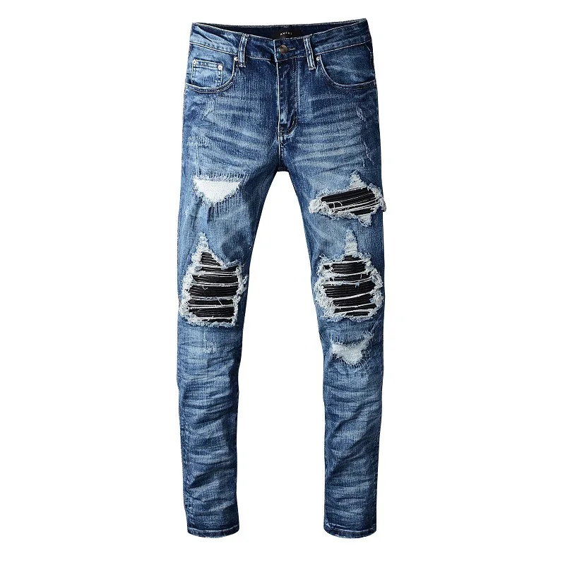 

Men's jeans new style printed ripped jeans elastic denimmen pants, Picture