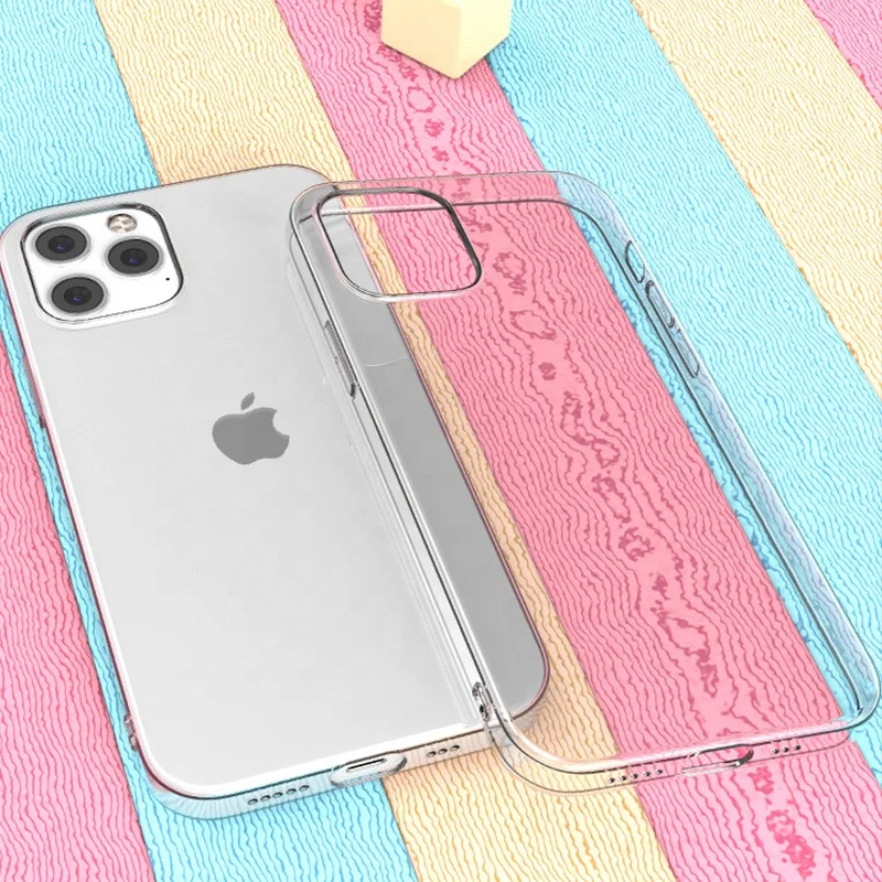 

2021 new model for iphone 12 mini Pro Max mobile phone case with transparent light and thin bare metal feel TPU material, Solid color