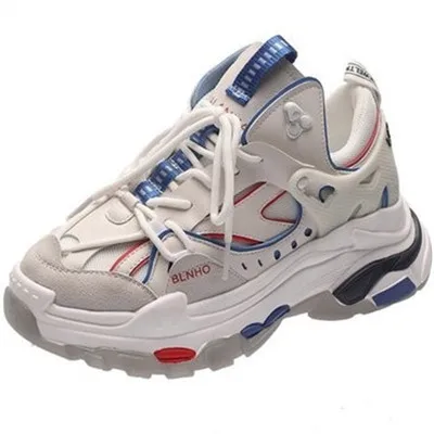 

Genuine Leather Platform Mixed Colors Sneakers 2020 Summer Fashion Mesh Breathable Woman Shoes Increase Footwear