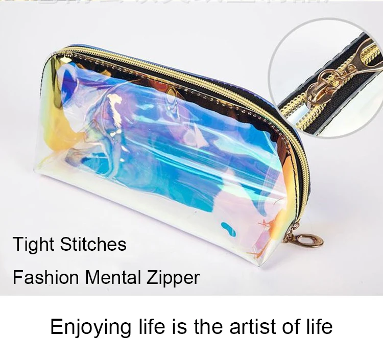 Biodegradable Traincase Travel Artist Women'S Holographic Cosmetic Bags For Makeup Branded Dropshipping Customisable
