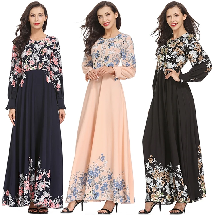 Print Chiffon Muslim Dress Women In China Hot Sales Islamic Clothing Prayer Dress