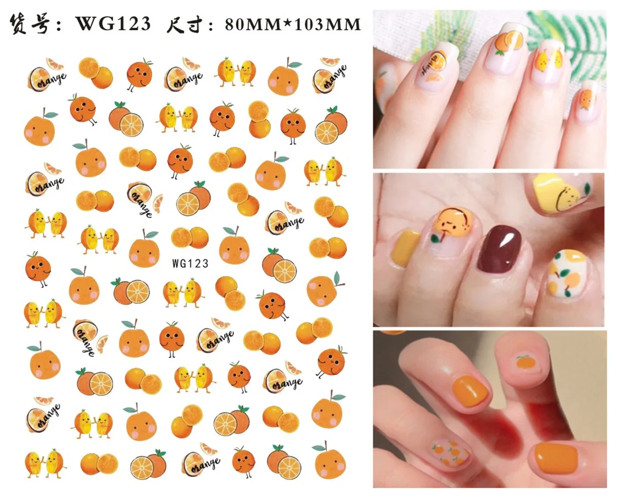 

WG123-140 pop finger nail stickers 3D cute flower cartoon nail art decals for nail decoration