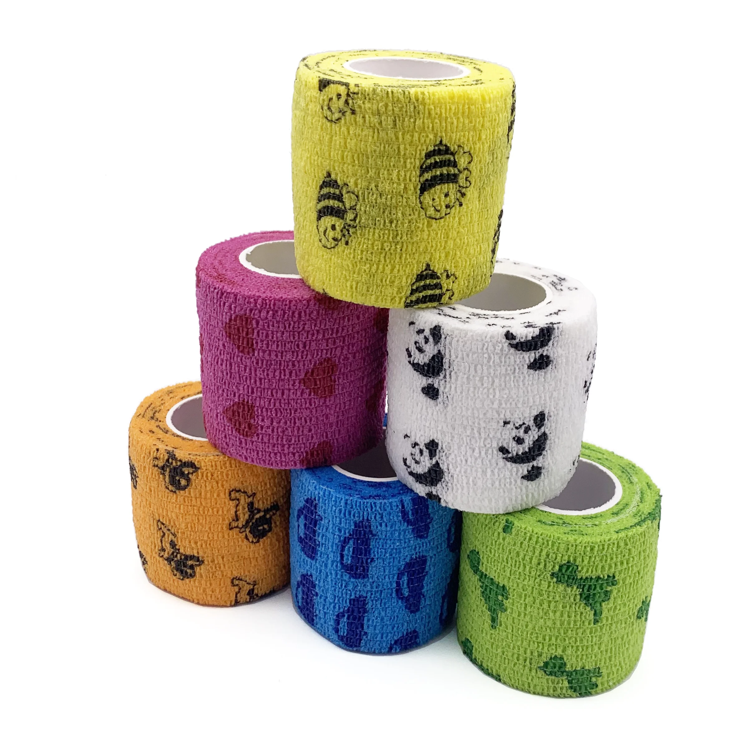 

Custom logo medical self adhesive non woven veterinary cohesive bandage latex flexible wrap, Skin color