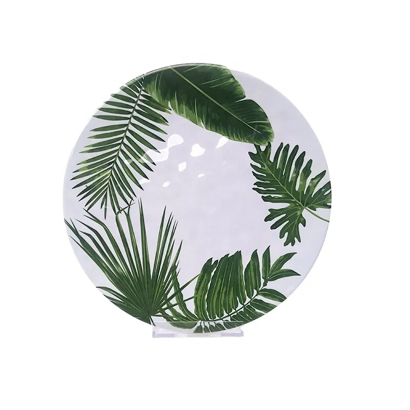 
wholesale high quality green leaf design melamine dinner plate 