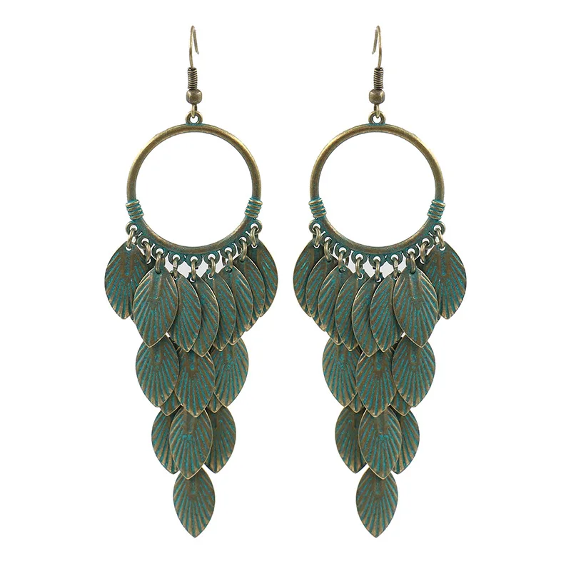 

Exaggerated leaf multi-layer earrings alloy earrings fashion retro ethnic style popular