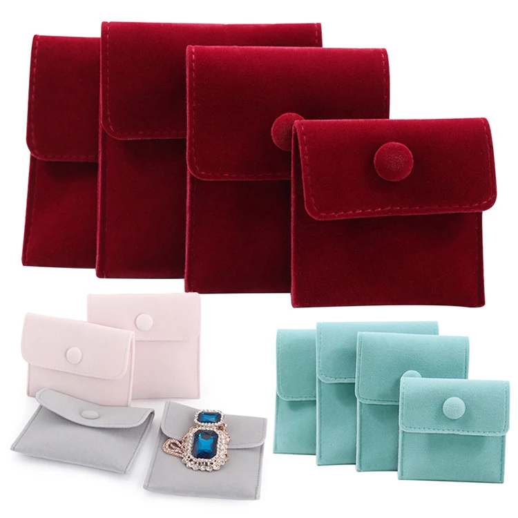 

Velvet Snap Fastener Gift Bags Jewellery Packaging Bag Necklace Wrapping Earrings Ring Storage Pouches Velvet Jewelry Pouch