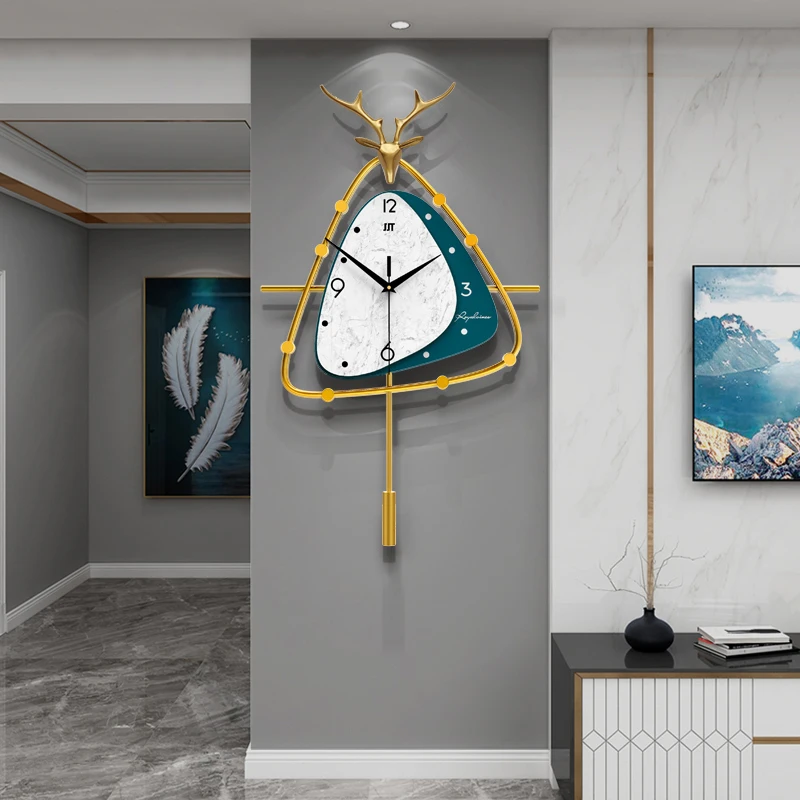 

New Fashion Deer Shape Wall Clock Marble Pattern Swing Decorations Wall Watches For Home