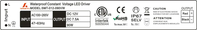 input 110v 220v ac led driver 12v dc 90w electronic led transformer