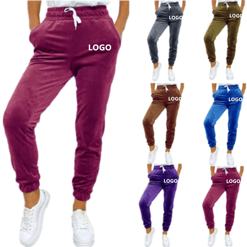 

Best Seller Bandage Solid Color Women Velvet Pants Fashion Sexy Appeal Drawstring Trousers 2021 Breathable Casual Sports Pants