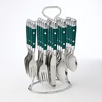 

16pcs stainless steel fork spoon knife cutlery stand sets with rack Home Kitchen Decoration