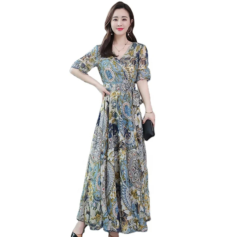 

Factory Direct Boho Dress Women Floral Print Wrap Strapless Beach Dress Casual Ladies Slim Fit Long Skirts Plain Custom Summer