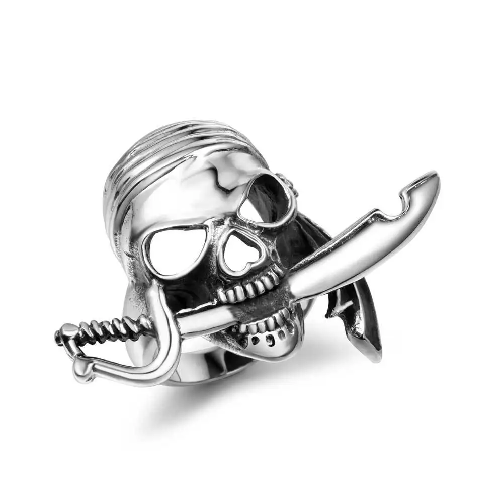 

Hip hop jewelry stainless steel men's pirate skull rings