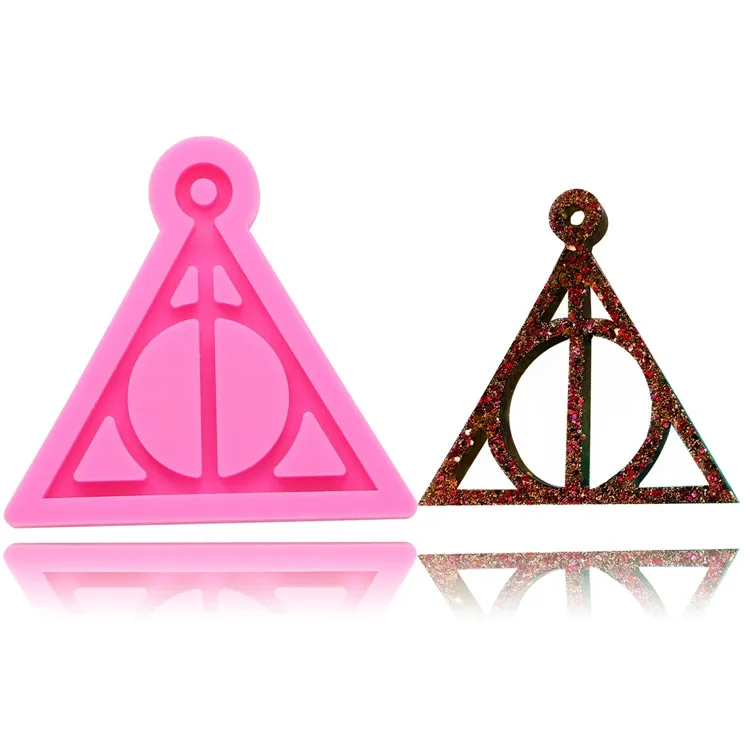 

Y2774 Shiny magic badge silicone keychain molds, Random