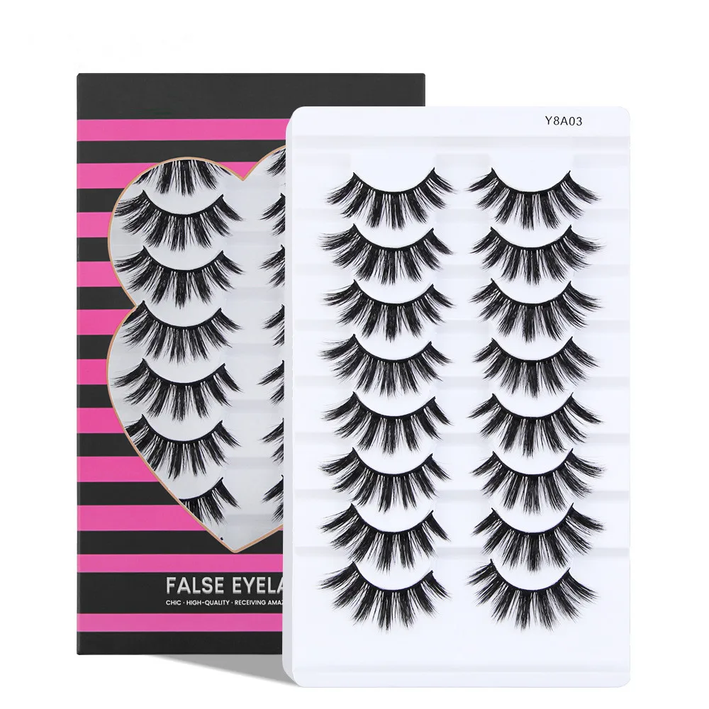 

Wholesale amazon top seller 8pair 3D FAUX Mink Eyelashes Custom Eyelash Packaging Box natual mink lash factory price