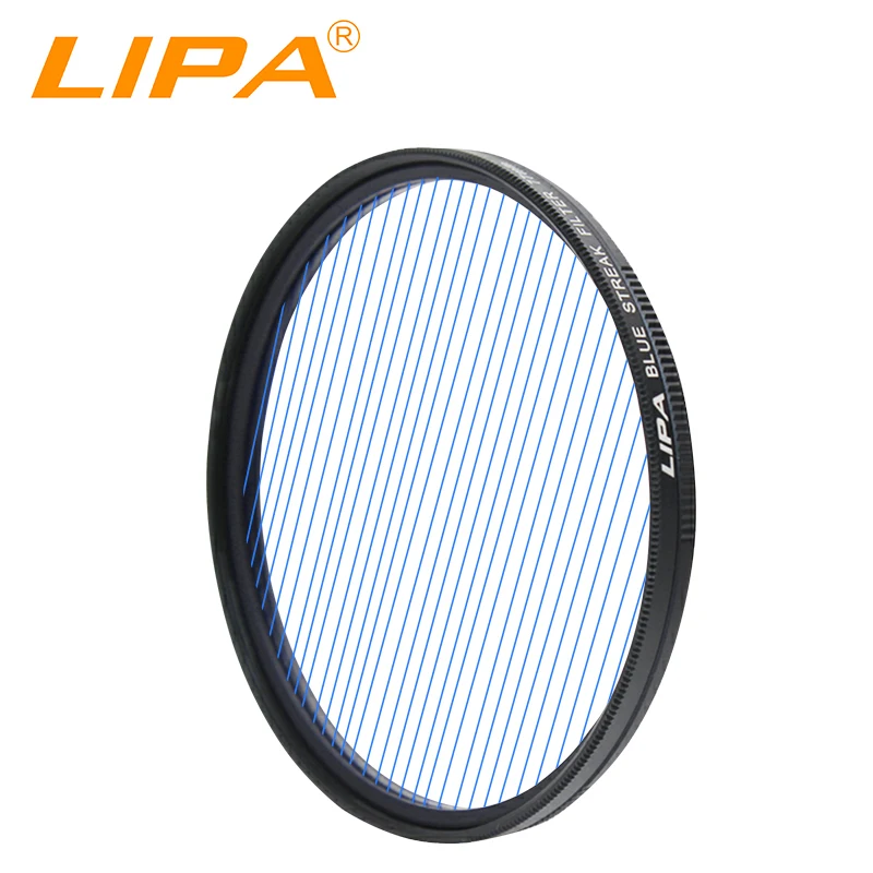 

LIPA Streak Filter for camera lens streak blue red orange purple filter 49-82mm, Blue orange red purple transparent