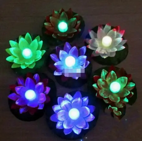 New Arrive Diameter 19 cm LED Lotus Lamp in Colorful Changed Floating Water Pool Wishing Light Lamps Lanterns for Party