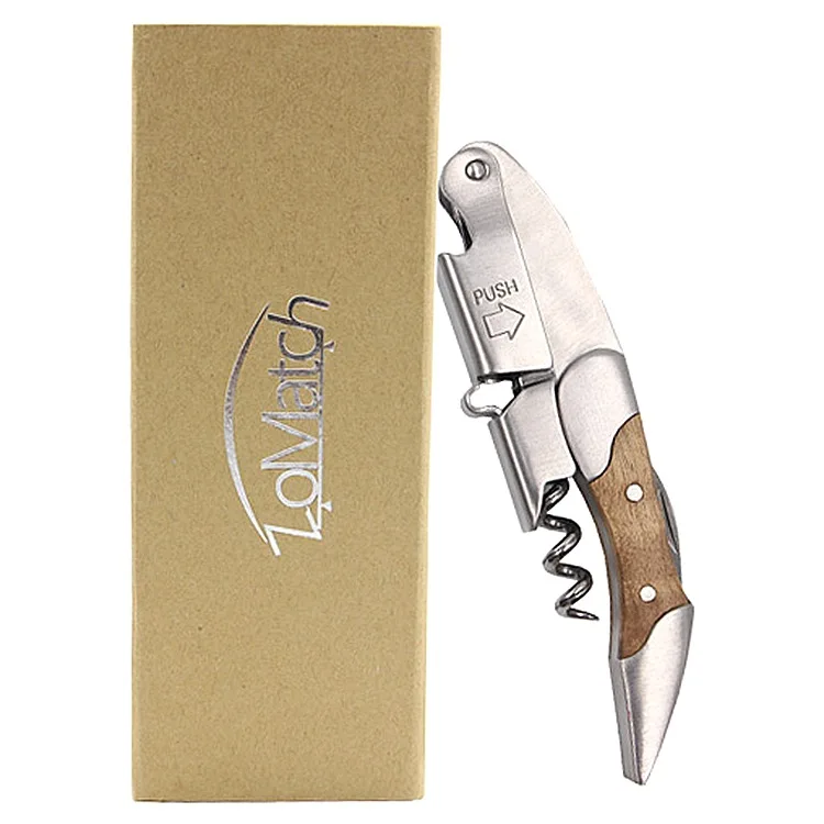 

Cheap Bulk promotion Wine key corkscrews Manufacture custom logo wholesales wood handle wine bottle opener with gift pouch